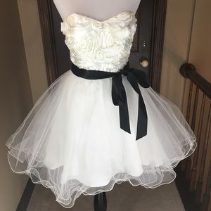 White Cocktail with Rose Detail and Black Belt